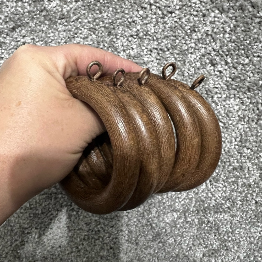 9 wood grain look pole Curtain Rod Rings Large
